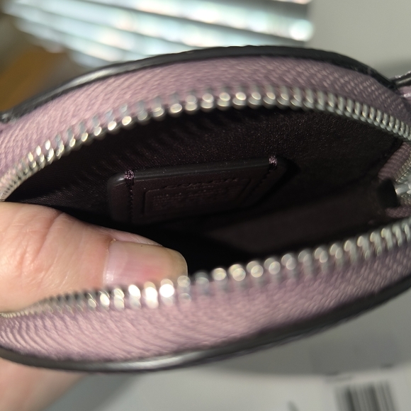 Coach Halloween Bat Coin Card Case Lilac Crossgrain Leather - Picture 12 of 16